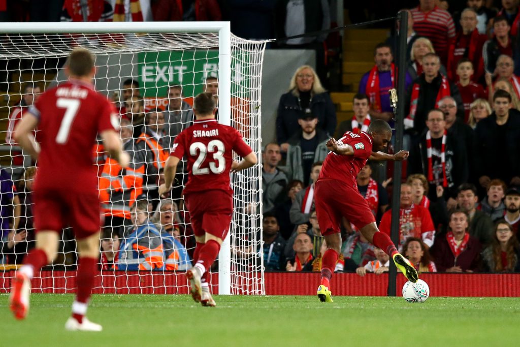 Daniel Sturridge missed the empty net before volleying Liverpool into the lead. (Photo: Getty)