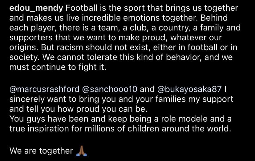 (Image): Edouard Mendy pens lengthy and classy support message to Rashford, Saka, and Sancho » Chelsea News